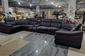 Juego de Sofás de Cuero de Diseño de Lujo, Sofá de Esquina de Madera Maciza de Gran Tamaño para Sala de Estar, Sofá en Forma de U de 3, 4, 5, 6, 7 Plazas con Mesa Lateral - Product Image 2