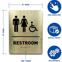 Plaque en aluminium et acier inoxydable conforme ADA, gravée au laser UV, tactile, anti-ternissement, résistante à la corrosion et aux rayures