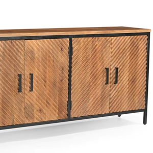 Best Quality Side Board Iron/wood 4 Door Side Board Black <b>Pc</b> / Light Honey Metal / Mango Wood Material furniture - Product Image 6