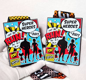 Medallas de Maratón de Superhéroes, Fabricantes al por Mayor, Aleación de Zinc Dorada, Logotipo Personalizado, Trofeos Deportivos con Impresión y Corte a Troquel - Product Image 1