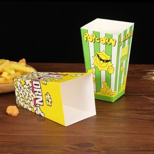 Seau à Popcorn Personnalisé en Papier Enduit PLA Rayé ou Uni, Petites et Grandes Tailles, pour Snacks de Cinéma, Boîte à Popcorn - Product Image 2