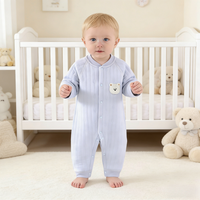 Kaka Bear Combinaison imperméable en coton pour bébé, manches longues, douce et confortable, combinaison une pièce pour nouveau-né, tenue unisexe pour nourrissons de 0 à 12 mois