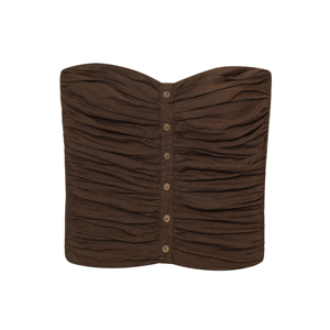 Tops en lin et coton <span class=keywords><strong>sans</strong></span> bretelles pour femmes, couleur marron, dos plissé, design décontracté et élégant, été - Product Image 1