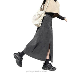 In Stock Korea Style High Waist A <b>Line</b> Design Super Stretch Hip Hop Streetwear african skirt Women's <b>Jeans</b> - Product Image 3
