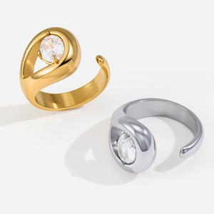 Elegant Zircon <b>Ring</b> Inlay Prong Setting Oval Shape Women's Fashion Jewelry Gift Stainless Steel <b>Titanium</b> Steel <b>Ring</b> - Product Image 1