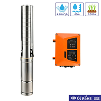 Pompe solaire immergée en acier inoxydable 4 pouces 220VDC/VAC 2500W 185M 12000 L/HR 280M 8000 L/HR 400M 5000 L/HR