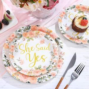 Hot Selling Modern Rustic-Style Disposable Wedding <b>Paper</b> Plates 'Mr Mrs' for Reception & Engagement Parties 9 Inches Bulk Pack" - Product Image 1