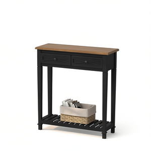 PPL Console <b>Table</b> 30-Inch Black Wood Top Farmhouse Style Entryway Storage Shelf - Product Image 1