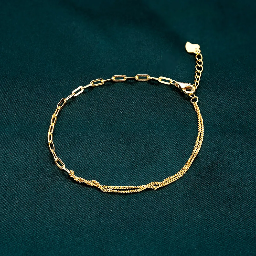 Tops de mujer, joyería de plata de ley 925, Clip de papel, cadena de eslabones cubanos, pulsera con abalorio, 2021