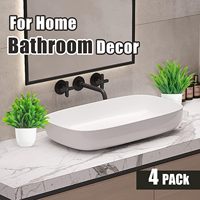 4 paquets de mini plantes artificielles en plastique d'herbe d'eucalyptus en pot pour la maison ou le bureau Fleurs décoratives