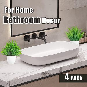 4パックミニ人工ポットユーカリ草プラスチックフェイクプラント家庭用またはオフィス装飾花 - Product Image 4