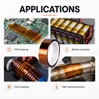 Ruban adhésif doré en polyimide PI, isolation haute température avec adhésif acrylique ignifuge pour la protection des circuits imprimés