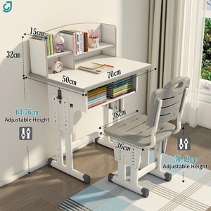 Venta al por mayor niños mesa de lectura uso en el hogar ergonómico multifuncional niños estudio escritorio y silla conjunto con estantería - Product Image 1