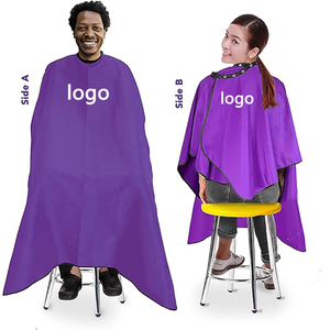 Bajo Moq logotipo personalizado salón corte de pelo estilista ajustable Snap negro peluquero delantal peluquería púrpura venta al por mayor salón capas - Product Image 2