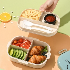 New Arrival <span class=keywords><strong>PP</strong></span> nhựa hai lớp Hộp Ăn Trưa kín lò vi sóng Bento Hộp trẻ em thực phẩm lưu trữ <span class=keywords><strong>container</strong></span> với ngã ba và muỗng - Product Image 3