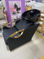 Chaise de salon pour salons de beauté et de barbier Équipement de coiffure portable moderne de luxe Évier de coiffure en métal