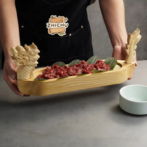 Bandeja Tradicional Japonesa de Madera para Servir <span class=keywords><strong>Sushi</strong></span> y Sashimi - Plato Grande de Madera de Pino con Diseño de Barco Dragón para Restaurantes, Venta al por Mayor - Product Image 6