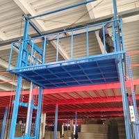 Monte-charge hydraulique personnalisé de 1 à 3 tonnes avec rails de guidage pour entrepôt, plateforme de levage simple à deux étages