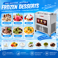 Machine commerciale thaïlandaise à yogourt frit, équipement à rouleaux de crème glacée à double plaque carrée, machine à crème glacée frite pour les entreprises
