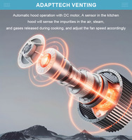 Hotte aspirante électrique professionnelle en acier inoxydable ventilée, haute puissance d'aspiration, classe B énergétique, murale, en verre trempé, pour usage domestique