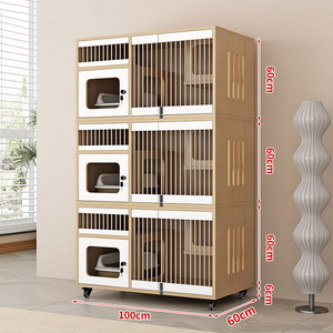 Cages à chats modernes en bois - Écologiques et économes en énergie. Meubles pour animaux de compagnie faciles à nettoyer. Convient aux chats et aux chiens. - Product Image 1