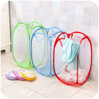 Panier à linge pliable en nylon multicolore en maille respirante pour vêtements sales, rangement des jouets pour bébés, entretien ménager à domicile