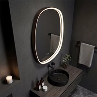 Espejo de Baño Cuadrado con Marco Dorado, Retroiluminación LED, Antivaho, Táctil, de Pared, Espejo de Vanidad Moderno y Lujoso para Decoración del Hogar, IP65, 3 Años de Garantía