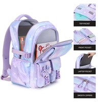 Sac à dos étudiant dégradé pastel avec compartiments pour livre A4 et ordinateur portable pour adolescentes