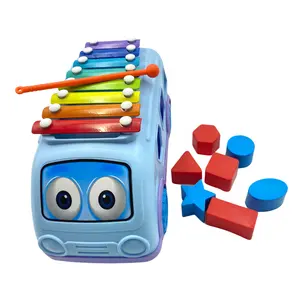 Toddler Xylophone Piano Kids Early Educational Musical Bus Toys Plastic Toy Shape Matching Blocks Toy Gift For Boys And Girls