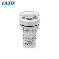 Voltmeter Digital Presisi Tinggi FATO AD101-22VM Putih Dengan Lampu Indikator AC20-500V Berkualitas Tinggi Bentuk Lingkaran