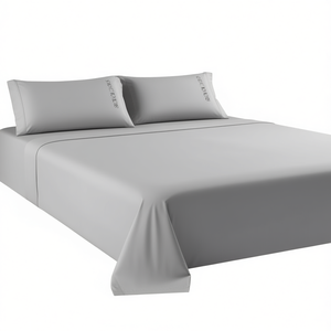 Lenzuola Matrimoniali Viasoft Grigie 135x190 cm con 2 Federe, Tinta Unita, Traspiranti, per Arredamento Casa - Product Image 1