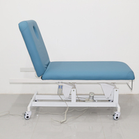 Table de massage électrique avec dossier et repose-jambes réglables, structure métallique, utilisation en salle de sport, salon, mobilier commercial, marque Curtis