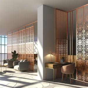 Vàng thép không gỉ hoặc nhôm màn hình cho nghệ thuật Deco Thiết kế trang trí nội thất phân vùng cho phòng khách và phòng ăn - Product Image 2