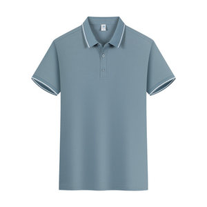 Polo Shirt Solid Color Polyester Contrast Trim Daily Wear Short Sleeve - Product Image 1