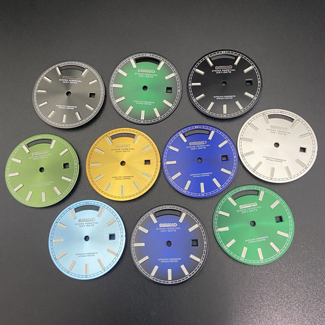 31mm Copper Alloy Dial Silver Baton Indices Green Luminous Multi-Color Options Watch Modification Part for 8285 Movement