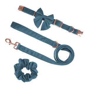 Lüks kadife köpek tasması ile gül altın <span class=keywords><strong>Metal</strong></span> toka köpek tasması ile Sailor papyon köpek kurşun - Product Image 1