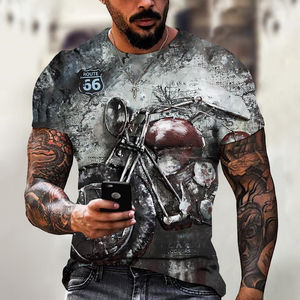 T-Shirt da uomo estiva da uomo oversize da uomo da uomo con stampa 3d T-Shirt classica a manica corta stile retrò Top Route 66 - Product Image 2