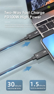 Bán buôn tương thích <span class=keywords><strong>Thunderbolt</strong></span> 3 USB 4 Cáp Supper Tốc Độ 40Gbps 5a100w 240W PD nhanh chóng sạc cáp usb4 Loại C Cáp <span class=keywords><strong>2</strong></span> người mua - Product Image 5