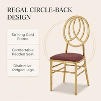 Chaise de banquet multi-anneaux entrelacés en or, structure métallique, coussin en PU, pour événements, hôtels et fêtes