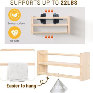 <b>Wall</b> <b>Mounted</b> Wooden <b>Shelf</b> 3 Tier Multi Layer Storage Rack For Kitchen Bathroom Living Room Organization - Product Image 3