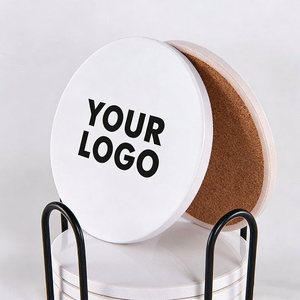 Sous-verres en céramique vierges pour sublimation, ronds et carrés, avec motif marbré, pour la maison et les cafés - Product Image 1