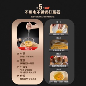 Semi Automatic Egg Beater 316 Stainless Steel Manual Mixer For Baking And Dough Kneading Tool - Product Image 2