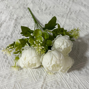 Fleurs Artificielles de Pivoines en Soie Très Demandées pour Décoration Intérieure, Bouquets de 5 Têtes - Product Image 6