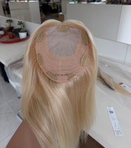 Prêt à expédier : Complément capillaire en soie à clipser pour femme, en <span class=keywords><strong>cheveux</strong></span> naturels, pour <span class=keywords><strong>cheveux</strong></span> clairsemés, effet simulation du cuir chevelu # 60 Couleurs blondes - Product Image 3