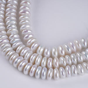 Perla de Agua Dulce Blanca de Zhuji de 14-15 mm, Perla Natural en Forma de Botón para Hacer Collares y Pulseras, Forma Redonda Plana con Orificio Central - Product Image 1