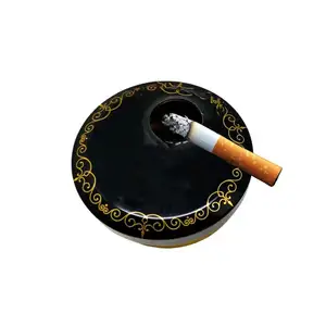Custom logo matte black portable pocket size metal ash tin container with swirling cover portable ash cigarette butt container
