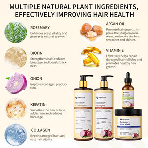 OEM %100 Doğal Bitkisel Biberiye Yağı Soğanlı Biotin Saç Dolgunlaştırıcı Dökülme Karşıtı Şampuan Seti Saç Uzatma Yağı Güçlendirici Şampuan Seti - Product Image 2