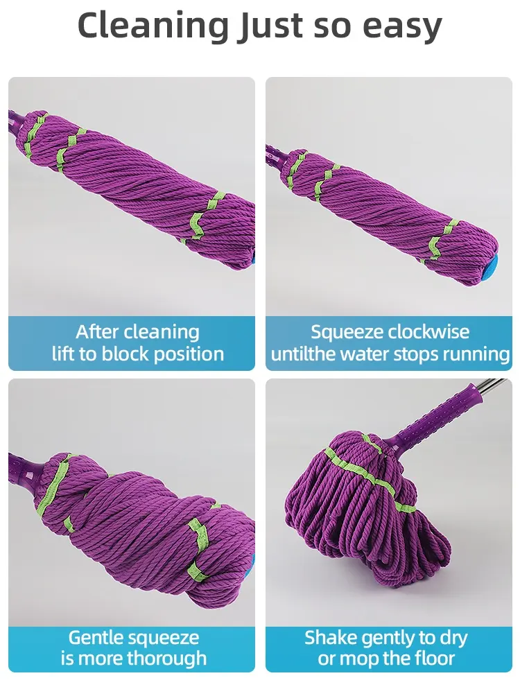 ممسحة منزلية سهلة التنظيف ذات غسل لاسلكي سهلة التدوير للاستخدام المنزلي