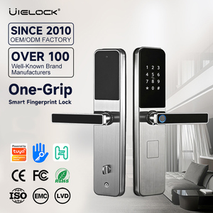 Cerradura Inteligente UIELOCK D1-1 Semiautomática con App Tuya, Lector de Tarjetas, Huella Dactilar, Contraseña Remota, para Puerta de Madera, de Acero Inoxidable - Product Image 1