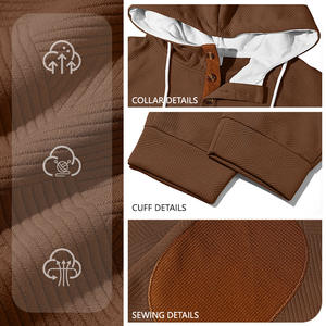 Conjunto de Sudadera con Capucha para Hombre, Diseño Jacquard Negro, Estilo Casual Deportivo, Moda Urbana Otoño Invierno, Dos Piezas - Product Image 5